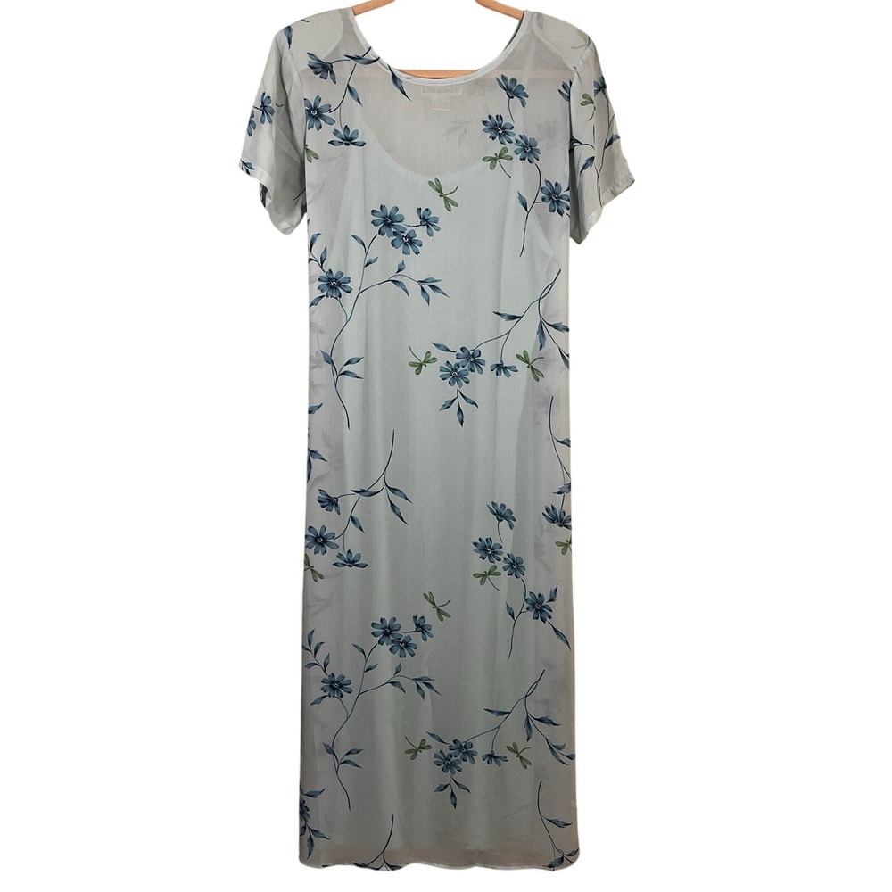 90's Vtg Kamali & Co Floral Maxi Dress Whimsical Fairy Sheer